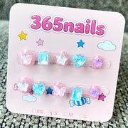 365nails: "Pastel Prism" – 3D Iridescent & Glitter Handmade Short Square Nails