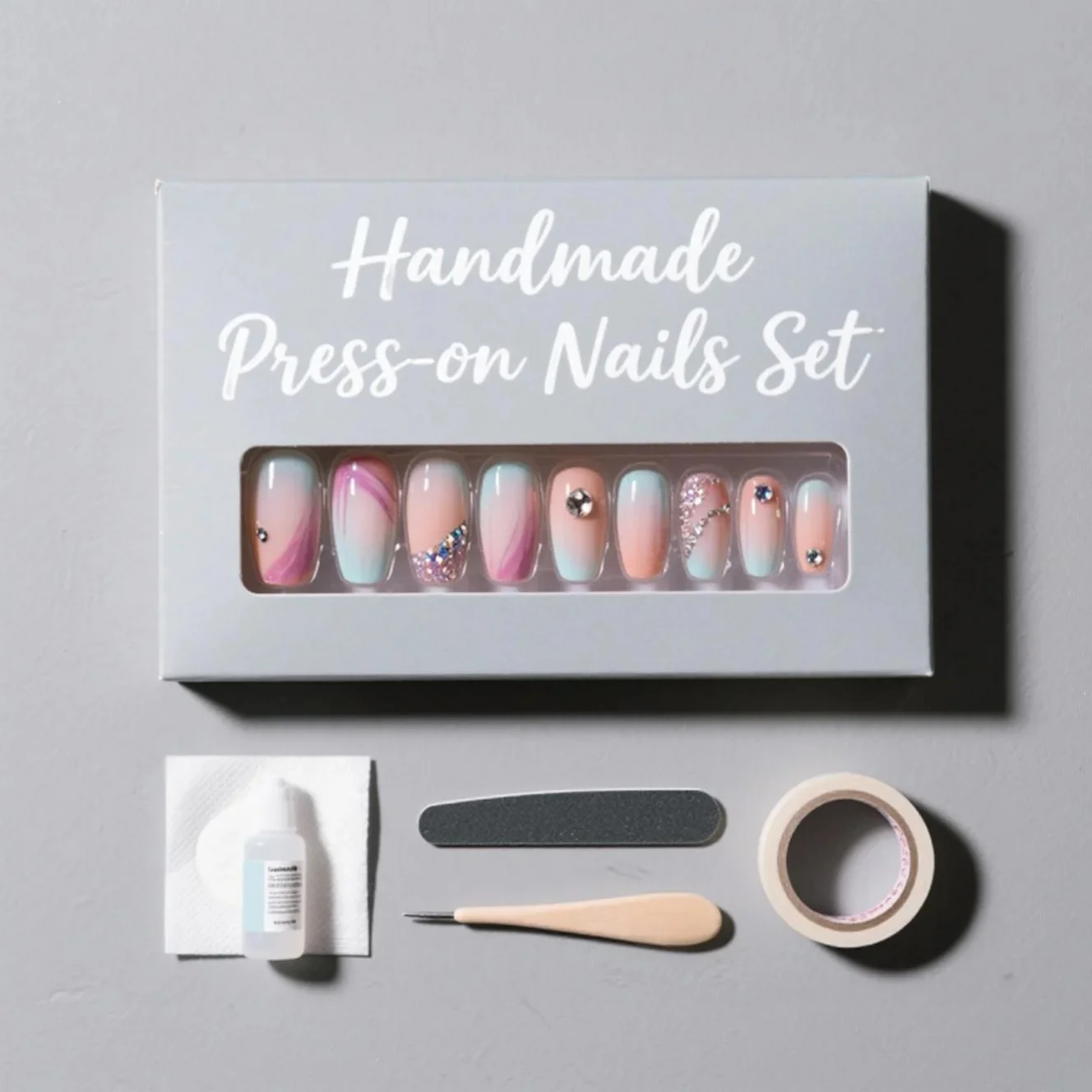 Custom Handcrafted Press-On Nails | Design from Your Image | Logo/Packaging Branding Available