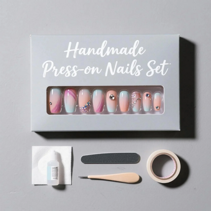 Custom Handcrafted Press-On Nails | Design from Your Image | Logo/Packaging Branding Available