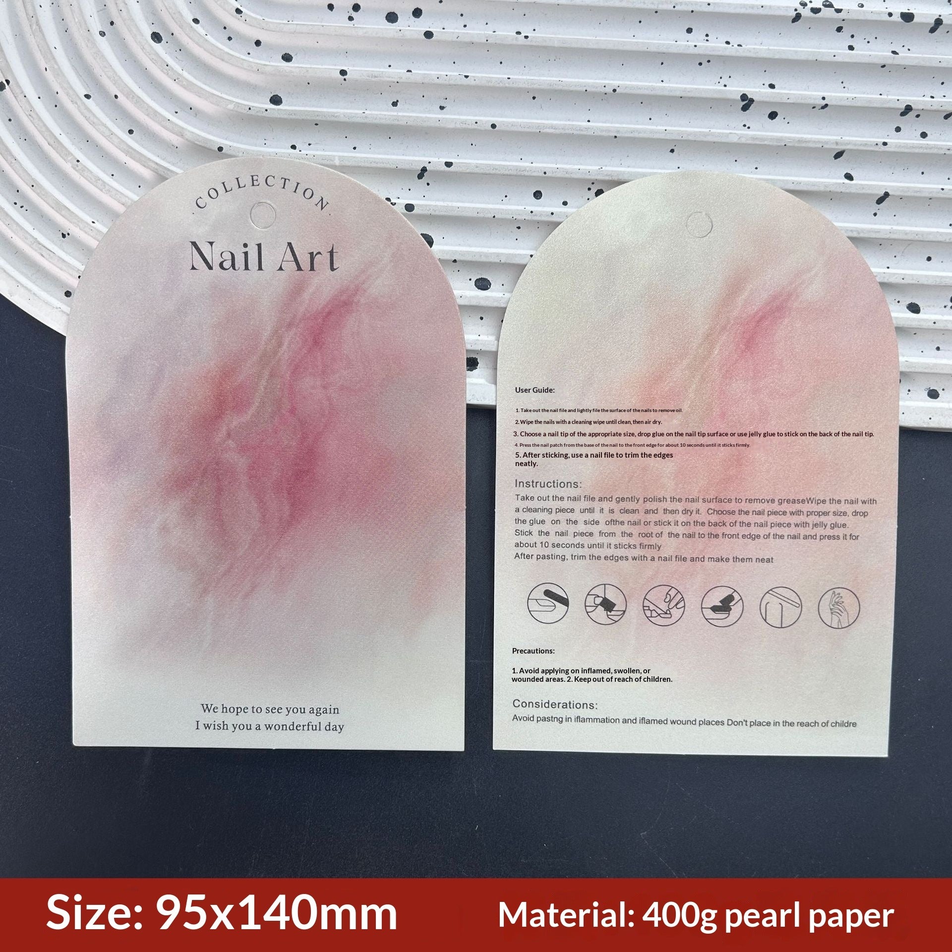 Arch Pearl Shimmer Press On Nail Display Cards (MOQ=50)