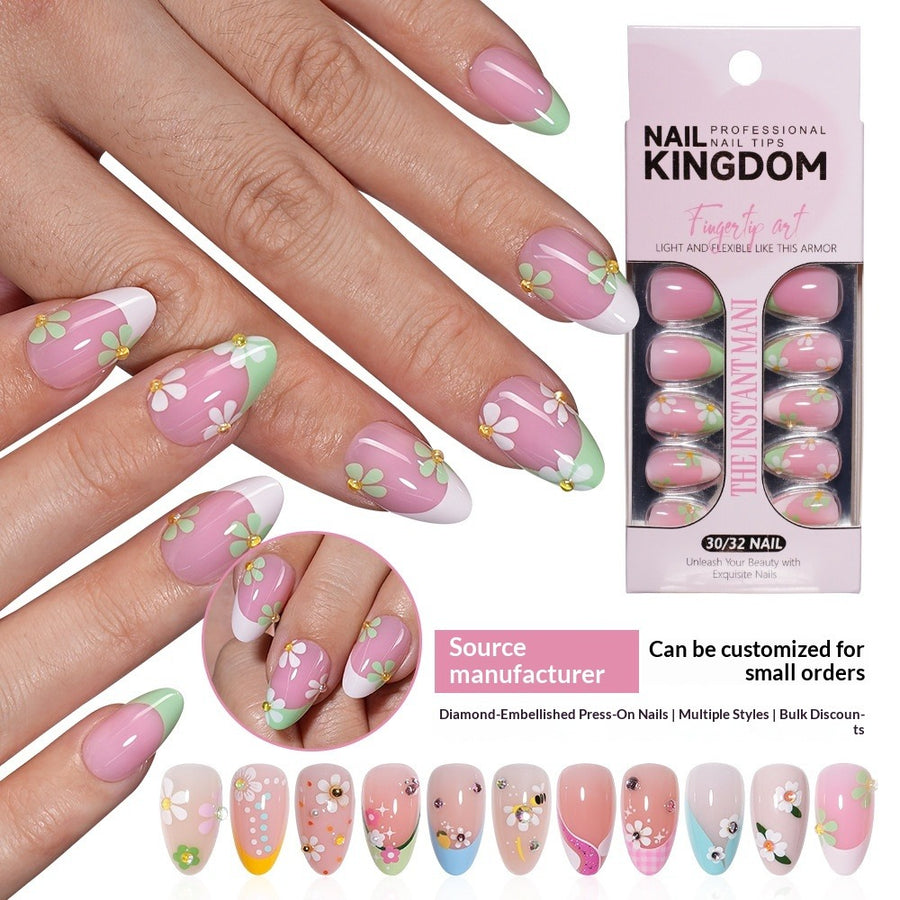 "Spring Daisy French" - Floral 32Pcs Press-On Nails Set