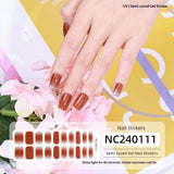 Semi-Cured Gel Nail Strips Sparkle Cat Eye Pearl Glossy Design (MOQ=3)