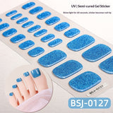 Semi-Cured Gel Nail Strips Toe Nails Pure Color Glitter Sparkle Set (MOQ=3)