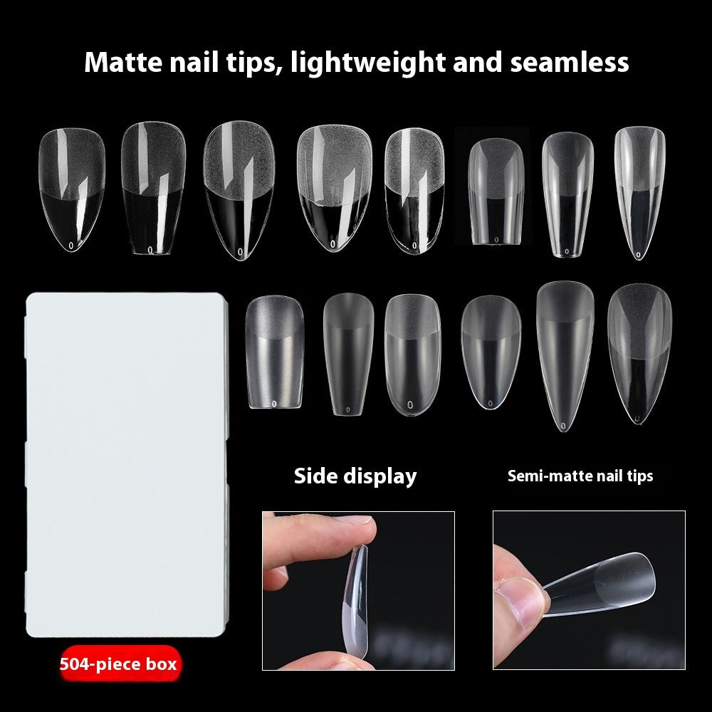 Nail Tips nail pads are light and seamless 504 pieces of porcelain white boxed semi-matte, free of engraving and grinding, press on nails pads, patches, fake nails.