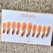 365nails: "Francesinha Âmbar com Pena" – Unhas Postiças Stiletto Artesanais