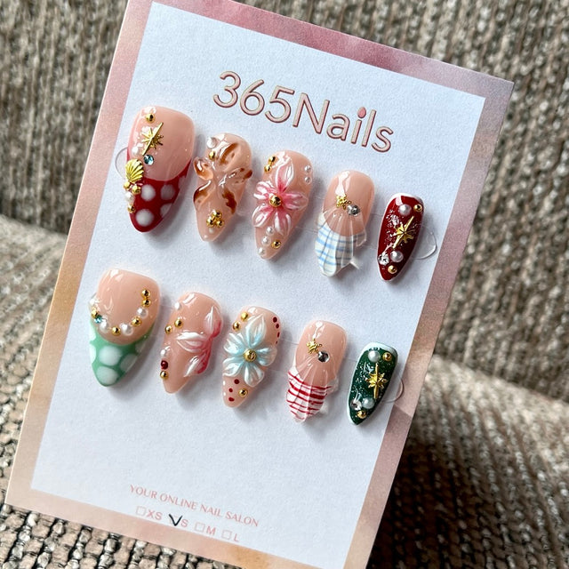 Holiday Candy - Red Green Festive Press-On Nails
