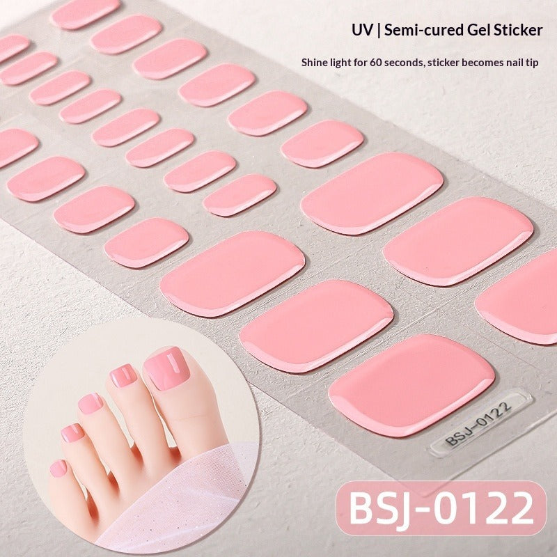Semi-Cured Gel Nail Strips Minimal Solid Color Toe Style (MOQ=3)