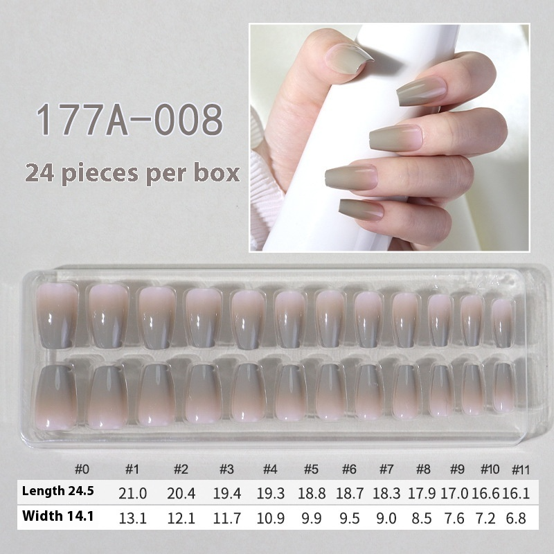 French press on nails 24 pieces Boxed detachable finished product Wearable prefabricated fake nail patch Solid color manicure