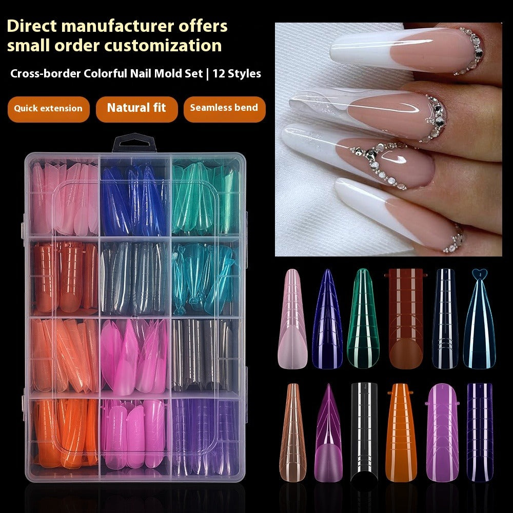Crystal Color Nail Extension Mold, Paperless Rapid Phototherapy Nail Forms Set, 288 Pieces Boxed (MOQ=3)