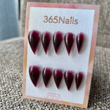 Black Cherry Wine Dragon Claw Stiletto Press On Nails｜Sheer Deep Wine Red Jelly｜365Nails Premium Handmade Dragon Series