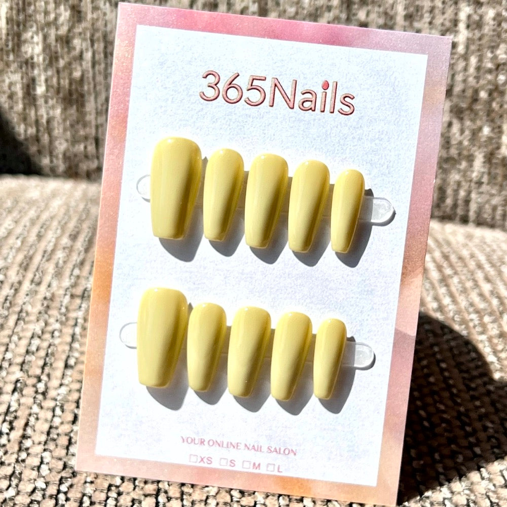 "Stylish Medium Coffin" - Solid Color Handmade Nails (20 Colors Available)