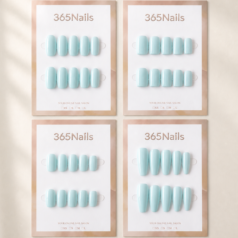 "Baby Blue" - Solid Color Handmade Nails (8 Shapes Available)