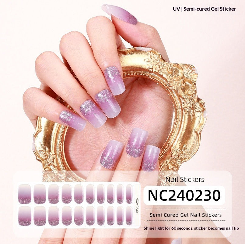 Semi-Cured Gel Nail Strips French Style Soft Color Gradient Glossy Set (MOQ=3)