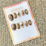 365nails: "Chocolate Marble 3D Texture Shell" – handmade press-on nail