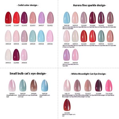 Press on nails Advanced Aurora Fine Flash Almond Short Nail Film Removable Fake Nail Prefabricated Solid Color  Nail Art Wholesale