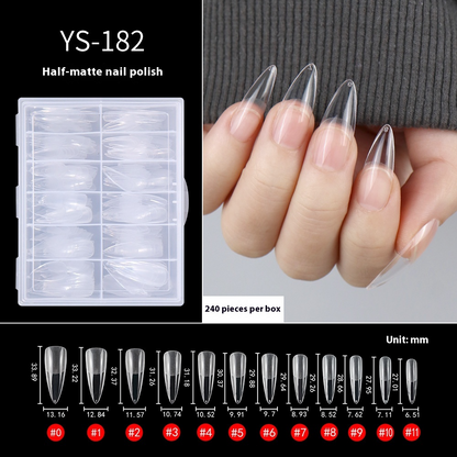 Nail Tips Transparent semi-matte nail art, special nail piece for press on nails piece, no trace 240 pieces, broken piece box, full sticker, matte fake nail.