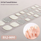 Semi-Cured Gel Nail Strips Minimal Solid Color Glitter Mismatch Design (MOQ=3)