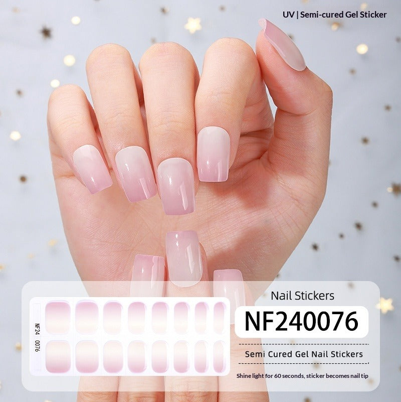 Semi-Cured Gel Nail Strips French Gradient Soft Glossy Design (MOQ=3)