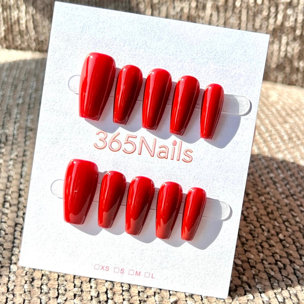 "Stylish Medium Coffin" - Solid Color Handmade Nails (20 Colors Available)