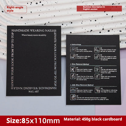 Press-On Nails Instruction Card Black cardboard light luxury y2k wind (MOQ:50 pieces)