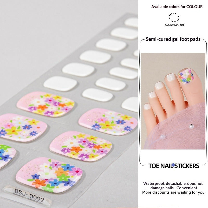 Semi-Cured Gel Nail Strips Glitter Pearl Gradient Sparkle Toe Design (MOQ=3)
