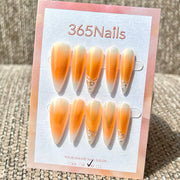 365nails: 앰버 오로라 — 스틸레토형 수제 프레스온 네일