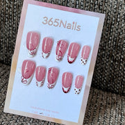 Crimson Butterfly Sketch - Pink French Press-On Nails