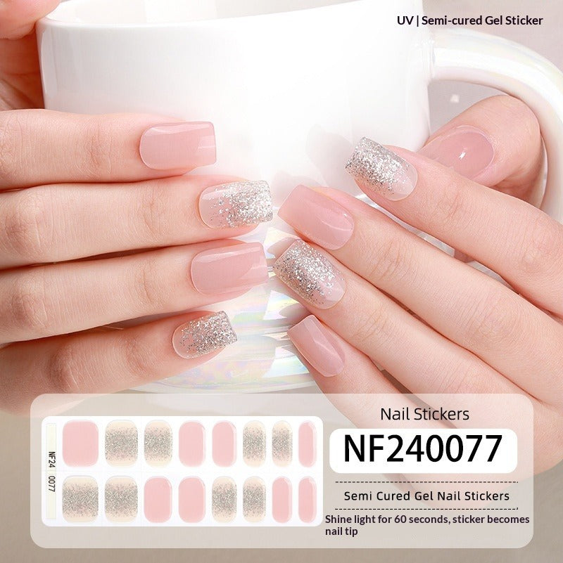 Semi-Cured Gel Nail Strips French Gradient Soft Glossy Design (MOQ=3)