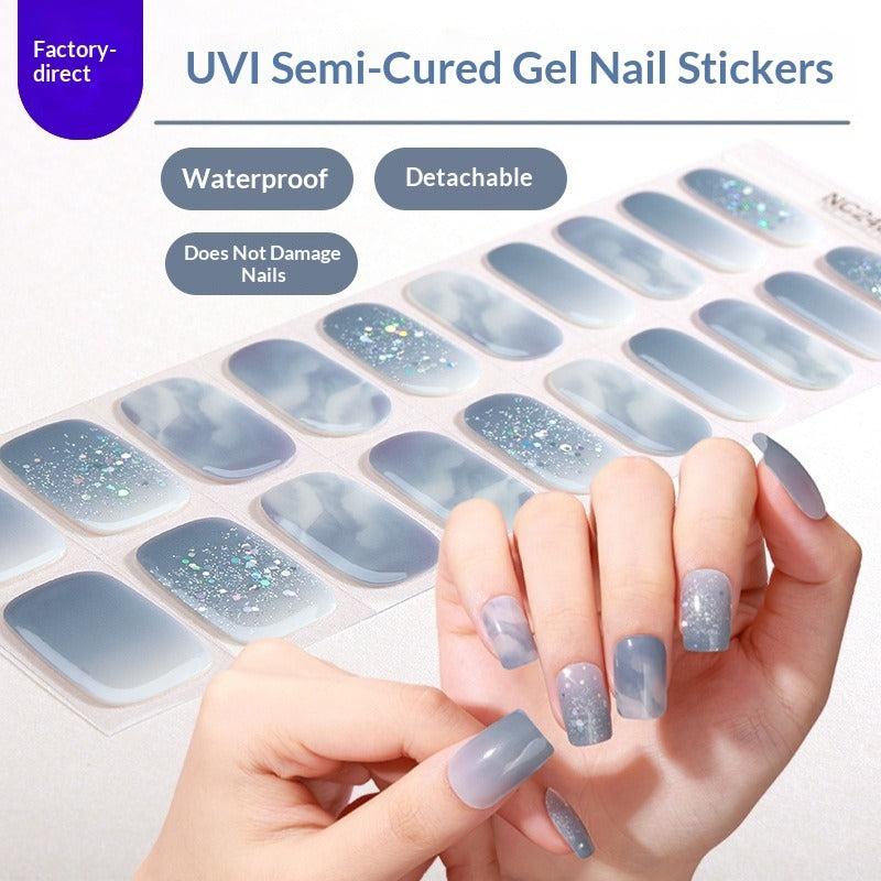 Semi-Cured Gel Nail Strips Laser Foil Ultra-Sparkle Shimmer Glossy Set (MOQ=3)