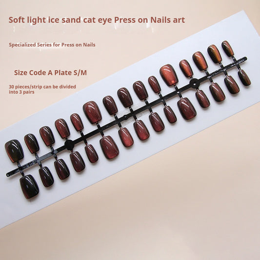 Nail Tips  prefabricated nail fashion gentle purple cat eye temperament white  short nail art patch ｜365nails