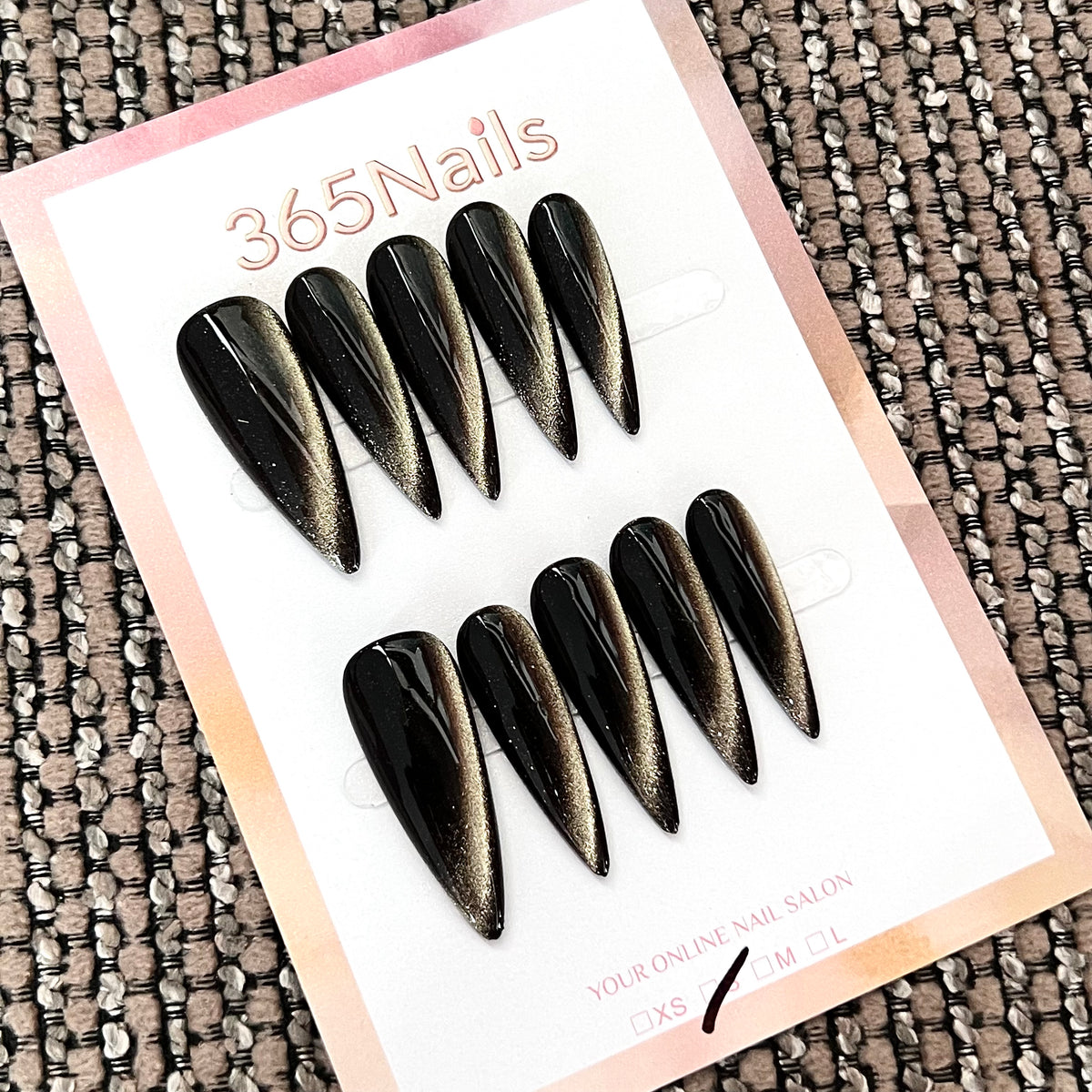 Black Gold Beam - Cat Eye Press-On Nails