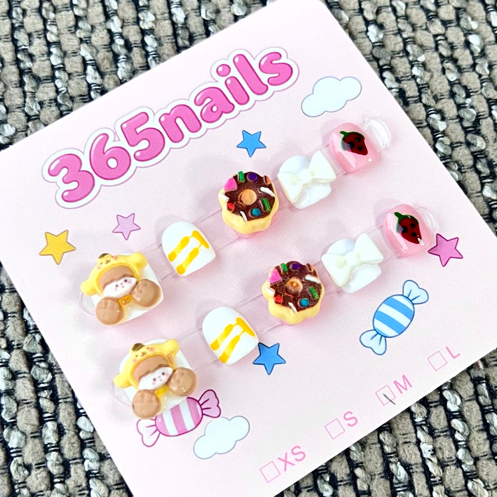 365nails: "Sweet Bear" – 3D Character Bear Handmade Short Square Nails