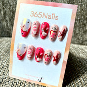 365nails: "Candy Heart" – 3D Charms & Graffiti Handmade Coffin Nails