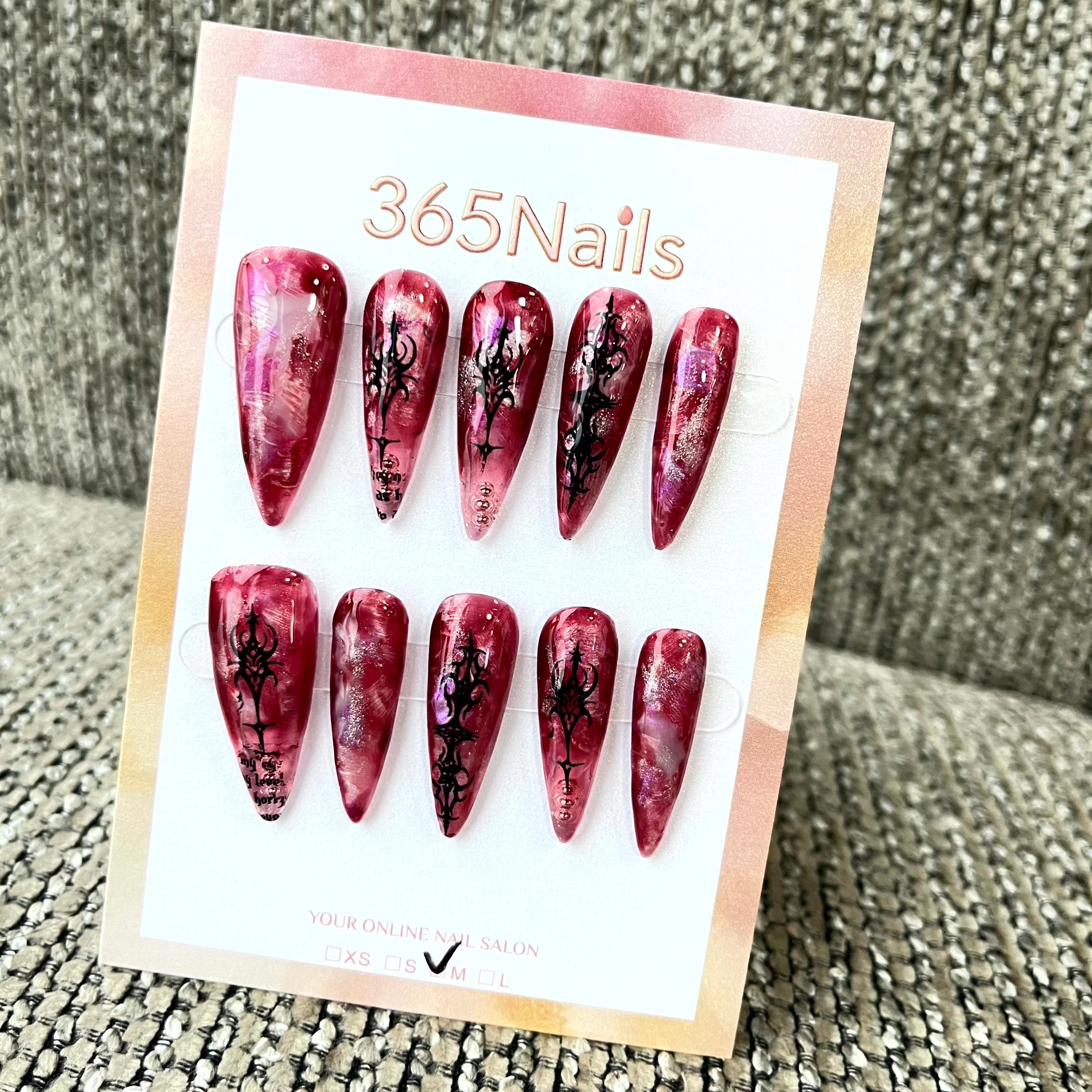 Crimson Gothic: "Blood Sigil" – Long Stiletto Press-on Nails