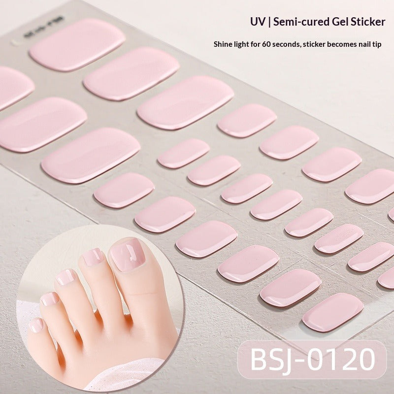 Semi-Cured Gel Nail Strips Simple Solid Toe Colors (MOQ=3)