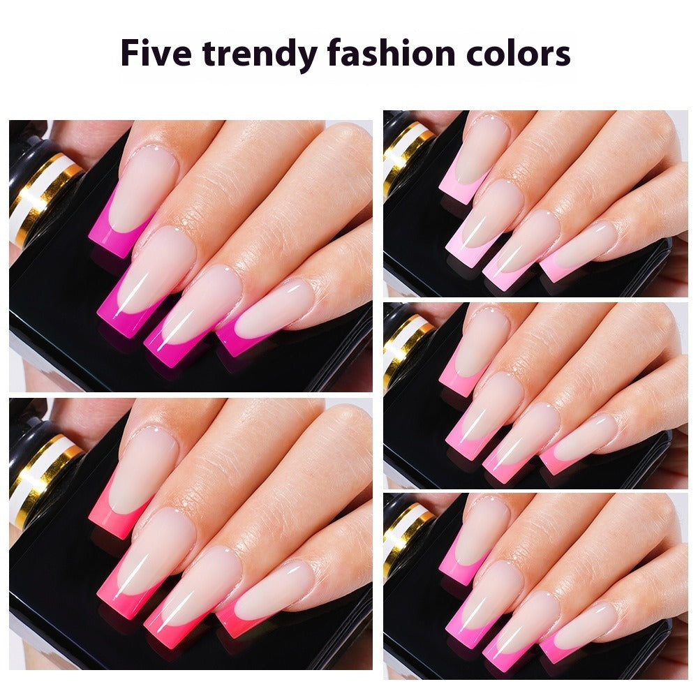 Nail Tips Press on nails French five-color finished product Naked fake nails Traceless advanced simple removable prefabricated nail art wholesale (MOQ=3)