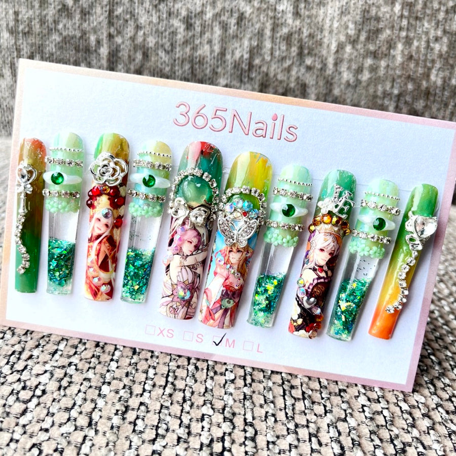 365nails 이스턴 인챈트먼트 3D 피규어 아트 수제 코핀형 네일 5.5cm