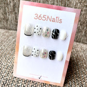 365nails: "Midnight Soirée" – Mixed Media Glitter Handmade Short Square Nails