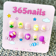 365nails: "Spring Bloom" – 3D Floral & Heart Handmade Short Square Nails