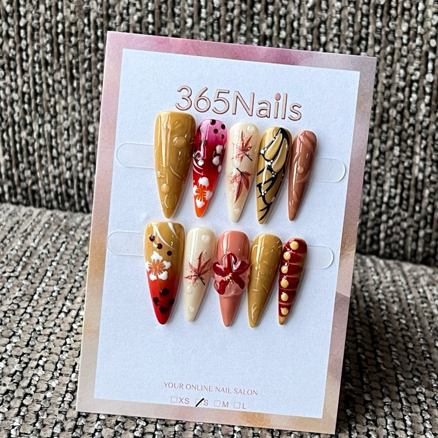 Autumn Maple Leaf Press-On Nails