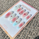Handmade 3D Crystal Flower & Pink Blush Press-on Nails
