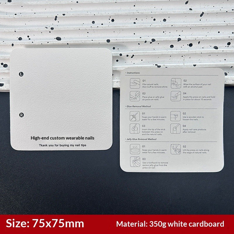 Press-On Nails Instruction Card High-end solid color nail card (MOQ:50 pieces)