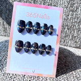 365nails: "Cyber Starburst" – Silver Cat-Eye & 3D Celestial Charm Handmade Coffin Nails