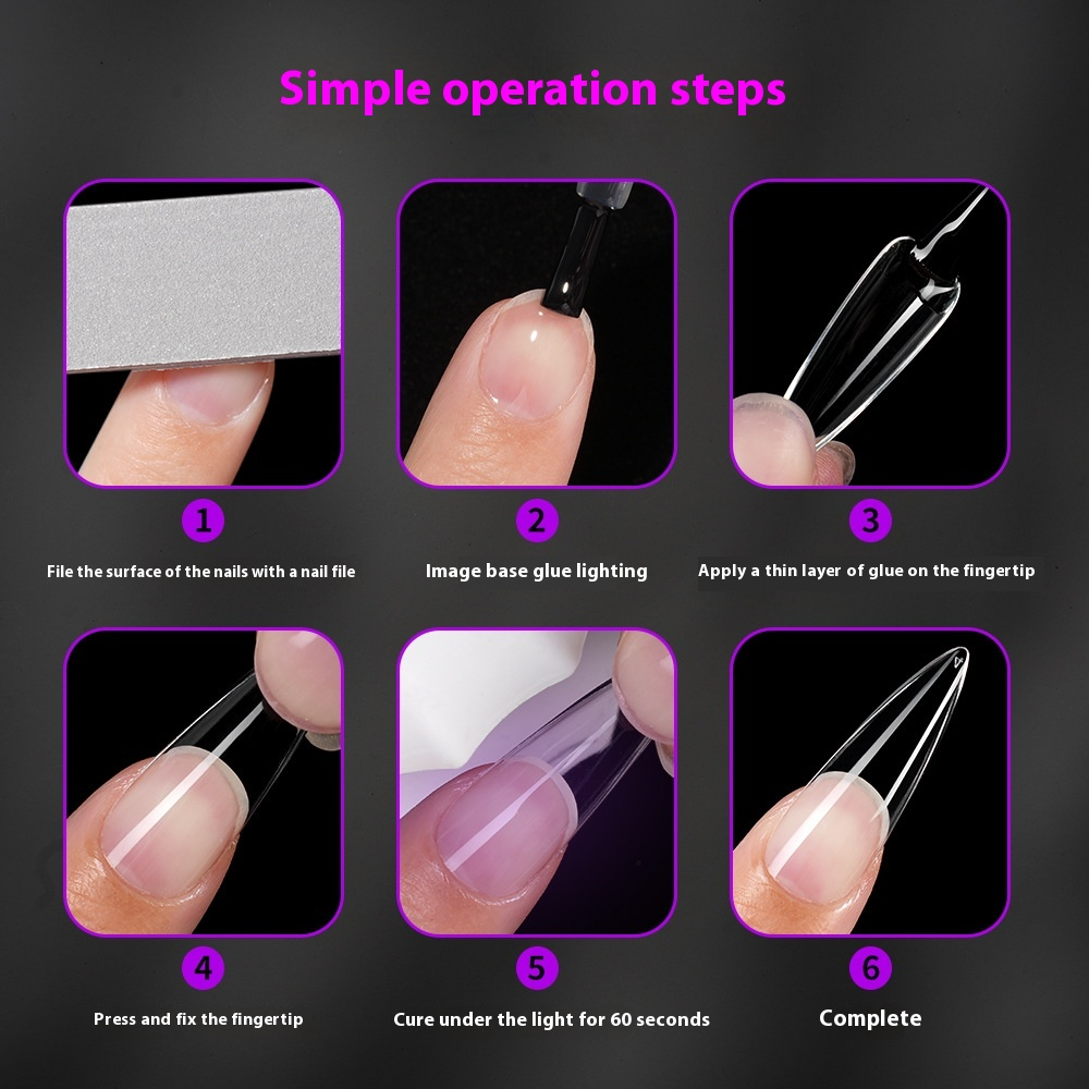 Nail Tips nail pads, long styles, full stickers, transparent pointed pieces, light folds and no marks, water drop nail patches, fake nails wholesale