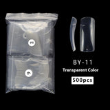 Nail Tips Press on nails pads, semi-stickers, light stickers, 500 pcs in bags, light and thin flat-headed square manicure extensions, transparent patches, fake nails.