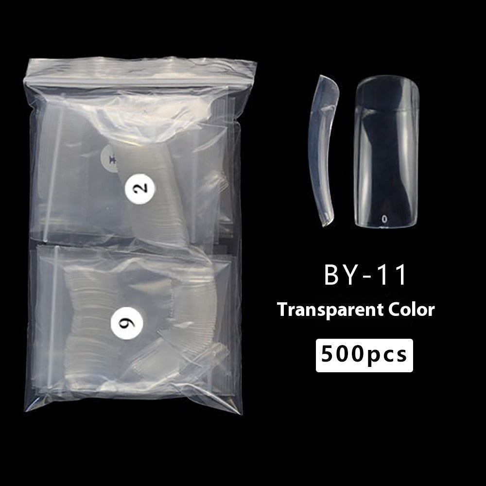 Nail Tips Press on nails pads, semi-stickers, light stickers, 500 pcs in bags, light and thin flat-headed square manicure extensions, transparent patches, fake nails.