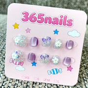 365nails: "Lavender Dreams" – 3D Floral & Butterfly Handmade Short Nails