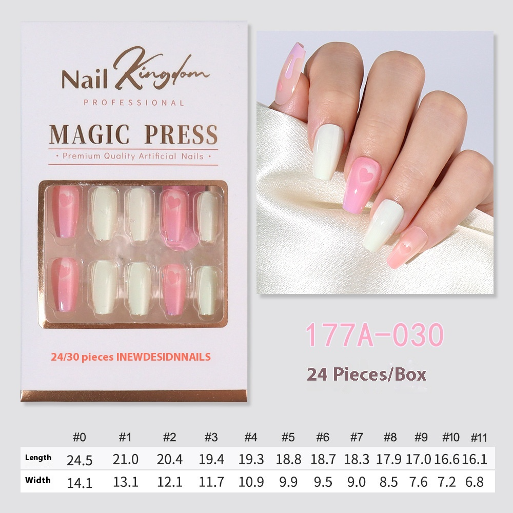French press on nails 24 pieces Boxed detachable finished product Wearable prefabricated fake nail patch Solid color manicure