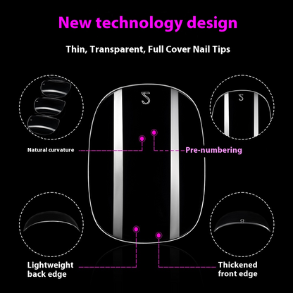 Nail Tips New short round nail piece, bagged short full sticker transparent fake nail manicure, hand-worn nail short square round nail piece