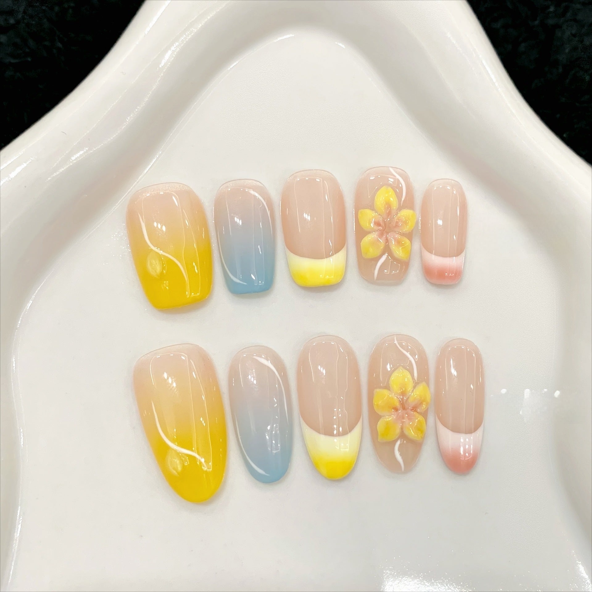 Macaron Color Three-dimensional Carving Spring and Summer Detachable Handmade Wear nails | 365nails